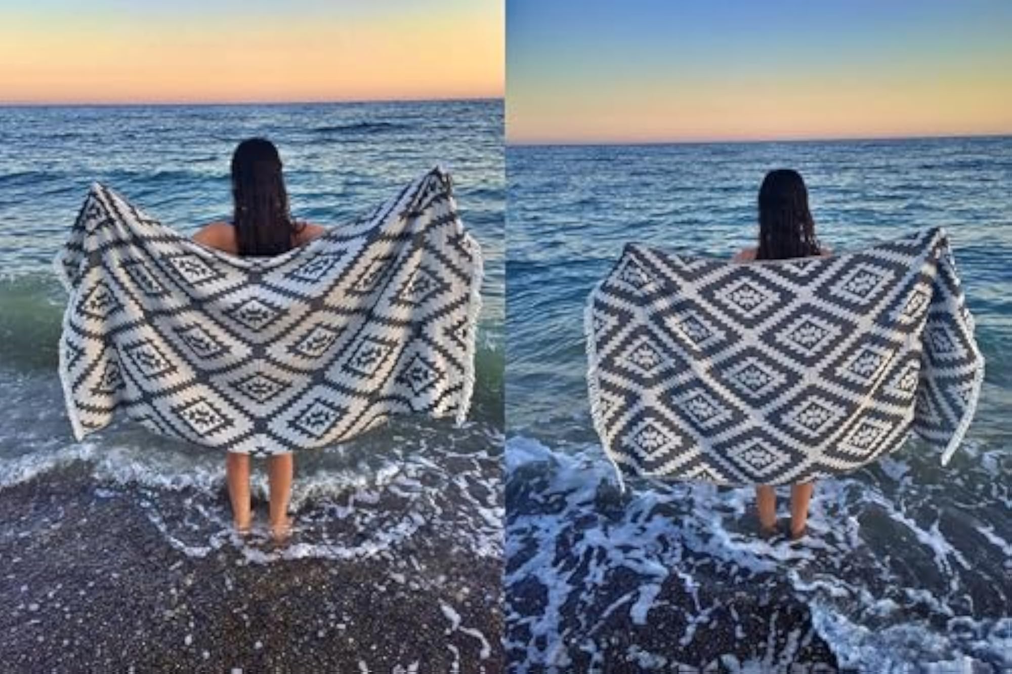 100% Cotton Dual-Layer Handloom Turkish Towel, Black